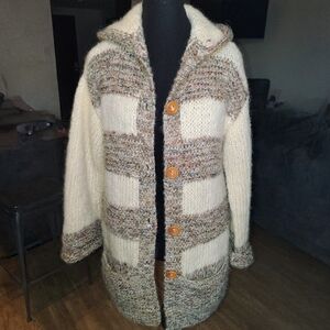 Liberty House Wool Cardigan w/ Hood Vintage Sz L